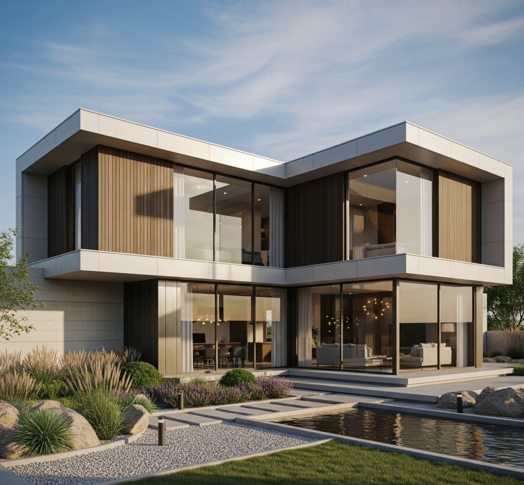 3D architectural visualization of a modern home